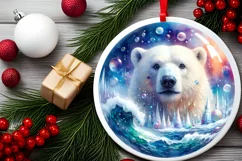 Watercolor 3D Polar Bear Winter Scene Sublimation PNG Product Image 2