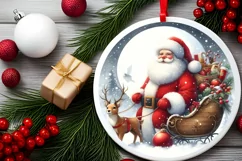 Santa Center Winter Watercolor Christmas Ornament Product Image 2