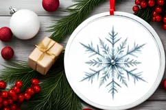 Snowflake Winter Watercollor Christmas Ornament Sublimation Product Image 2