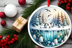 Pastell 3D Penguins Winter Scene Sublimation PNG Product Image 2
