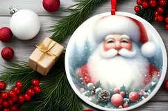 Santa Santa Winter Watercollor Christmas Ornament Product Image 2