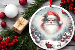 Santa Pastel Round Christmas Ornament Sublimation PNG Product Image 2