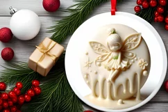 3D Martzipan Fairy Round Christmas Ornament Sublimation PNG Product Image 2