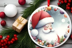 Santa Winter Watercolor Christmas Ornament Sublimation PNG Product Image 2