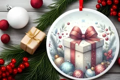 Gift Round Christmas Ornament Sublimation PNG Product Image 2