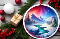 3D Winter Scene Believe Round Christmas Ornament Sublimation Product Image 2