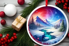3D Winter Scene Believe Round Christmas Ornament Sublimation Product Image 2