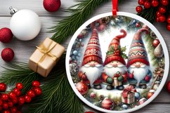 Winter Gnomes Round Christmas Ornament Sublimation PNG Product Image 2