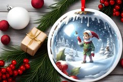 3D Winter Scene with Elf Ornament Sublimation PNG Product Image 2