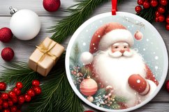 Santa Pastel Round Christmas Ornament Sublimation PNG Product Image 2