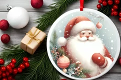 Santa Pastel Round Christmas Ornament Sublimation PNG Product Image 2