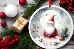 Santa Round Christmas Ornament Sublimation PNG Product Image 2