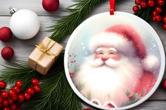 Santa Round Christmas Ornament Sublimation PNG Product Image 2