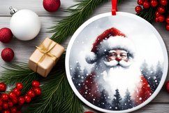 Santa Round Christmas Ornament Sublimation PNG Product Image 2