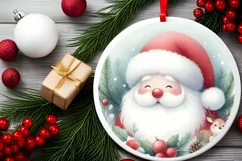 Santa Pastel Ornament Sublimation PNG Product Image 1