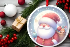 Santa Round Ornament Sublimation PNG Product Image 2