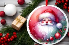 Santa Round Christmas Ornament Sublimation PNG Product Image 2