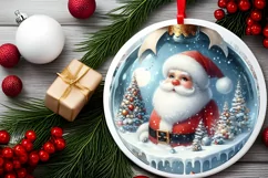 Santa Round Ornament Sublimation PNG Product Image 2