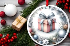 Gift Round Christmas Ornament Sublimation PNG Product Image 2