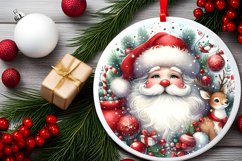 Santa Round Christmas Ornament Sublimation PNG Product Image 2