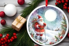 Santa Round Christmas Ornament Sublimation PNG Product Image 2