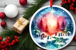 Nativity Scene Winter Scene Round Christmas Ornament Product Image 2