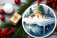 3D Nativity Scene Winter Round Christmas Ornament Product Image 2
