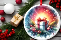 Gift Winter Round Christmas Ornament Sublimation PNG Product Image 2
