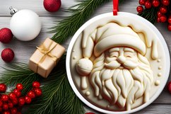 3D Martzipan Santa Round Ornament Sublimation PNG Product Image 2
