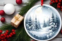 3D Winter Scene Spain Round Christmas Ornament Sublimation Product Image 2