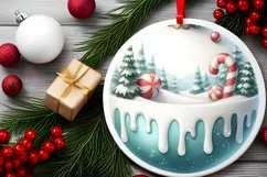 3D Winter Scene with Candies Ornament Sublimation PNG Product Image 2