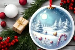 3D Winter Scene with Candies Ornament Sublimation PNG Product Image 2