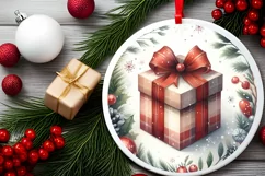 Gift Round Christmass Ornament Sublimation PNG Product Image 2