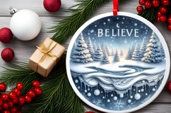 3D Winter Scene with Believe Ornament Sublimation PNG Product Image 2