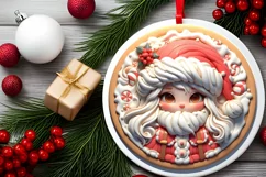3D Winter Scene with Santa's Girl Ornament Sublimation PNG Product Image 1