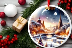 3D Winter Scene Spain Ornament Sublimation PNG Product Image 2