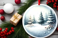 Winter Christmas Ball Scene Sublimation PNG Product Image 2