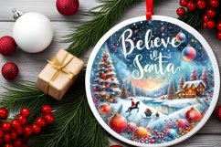 Winter Scene with Santa Round Christmas Ornament Sublimation Product Image 2
