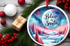 Winter Scene with Santa Round Christmas Ornament Sublimation Product Image 2