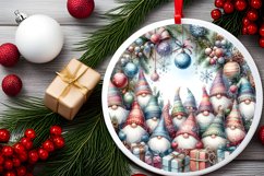 Winter Gnomes Pastel Round Christmass Ornament Sublimation Product Image 2