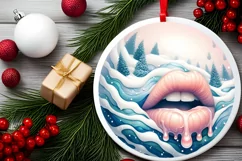 Sexy Lips Winter Christmas Ball Scene Sublimation PNG Product Image 2