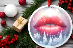 Sexy Lips Winter Christmas Ball Scene Sublimation PNG Product Image 2