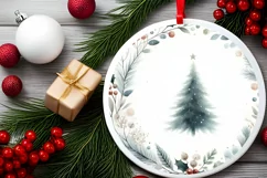 Christmas Tree Round Ornament Sublimation PNG Product Image 2