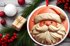 3D Martzipan Santa Round Ornament Sublimation PNG Product Image 2