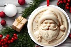 3D Martzipan Santa Round Ornament Sublimation PNG Product Image 2