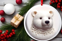 Polar Bear 3D Martzipan Round Ornament Sublimation PNG Product Image 2