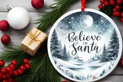 a simple winter scene believe in santa round ornament png Product Image 2