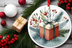 Round Christmass Ornament Sublimation|Clipart Product Image 2