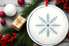 Snowflake Pastel Round Christmas Ornament Sublimation PNG Product Image 2