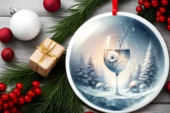 Winter Christmas Ball Scene Champagne Sublimation PNG Product Image 2